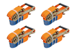 Satz aus vier orangefarbenen UNITRAILER 4m/50mm/5t Transportgurten mit Spannvorrichtung