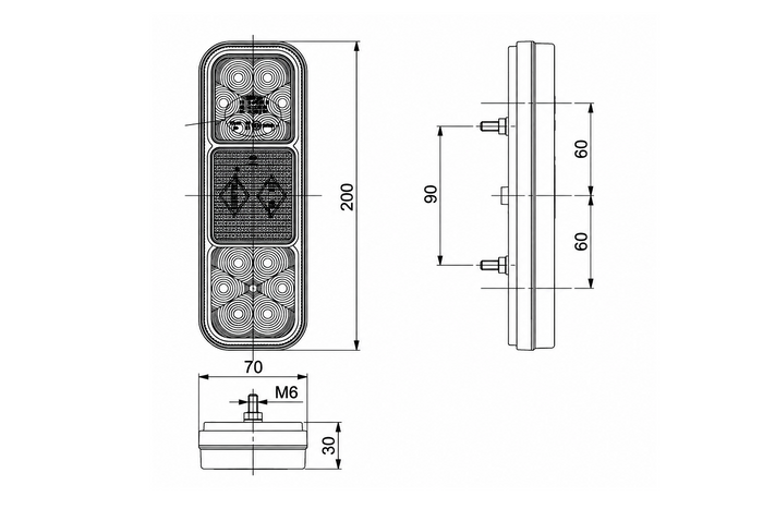HORPOL LZD2831 LED-Rückleuchte mit 4 Funktionen, universell