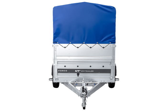 Autotransportanhänger 264x125 UNITRAILER FORCE 264 KIPP mit BIS-Seitenwänden, H-800-Rahmen und blauer Plane