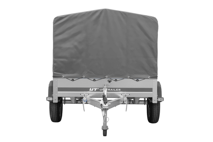 Einachsanhänger 200x125 UNITRAILER GARDEN 201 KIPP mit H-800 Rahmen und grauer Plane
