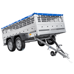 Leichter Anhänger 264x150 UNITRAILER GARDEN 265/2 KIPP mit Gitterwänden, H-0-Rahmen und blauer Plane
