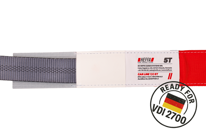 4er Set HEFFA CARLINE 130 Anhänger Transportgurte, Radsicherungsgurte 2,8m/50mm/5t VDI 2700