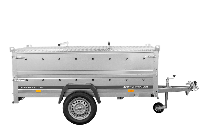 Einachsanhänger 230x125 UNITRAILER GARDEN 230 KIPP mit BIS-Seitenwänden und Aluminiumabdeckung