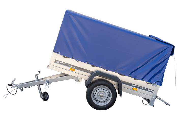 Einachsanhänger 200x106 UNITRAILER GARDEN 200 KIPP mit H-800 Rahmen und blauer Plane