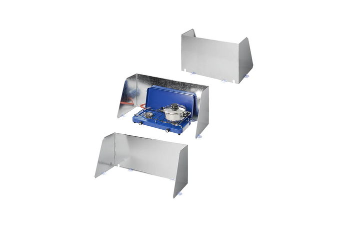 Osłona do kuchenki 3-częściowa z aluminium, składana i rozsuwana, 37/70 x 32 x 28