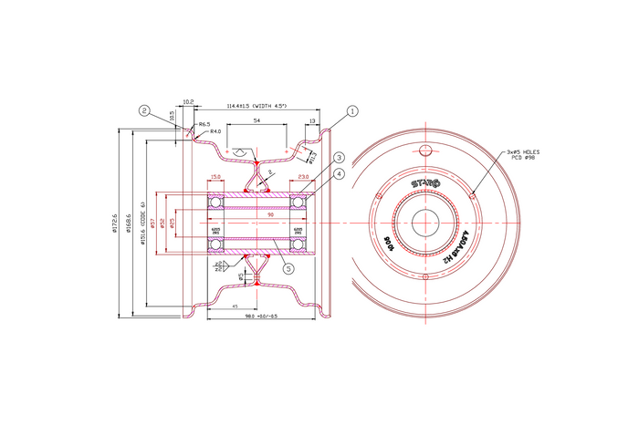 Komplettrad für Quad 15x6.00-6 4.50x6 25x90/98