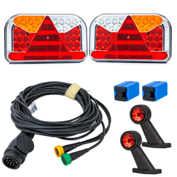 Lichtset: FRISTOM FT-170 LED-Rückleuchten + FRISTOM FT-009 LED-Seitenmarkierungsleuchten + MANTES 5,2 m 13-poliger Kabelbaum
