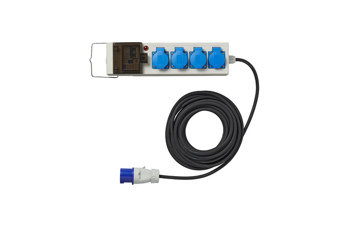 CEE Camping-Verlängerungskabel mit Verteiler ProPlus 373583DE, 10 m Kabel, 3x Schuko-Steckdosen, 2x USB