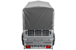Autotransportanhänger 200x106 UNITRAILER GARDEN 200 KIPP mit Gitterwänden, H-800 Rahmen und grauer Plane