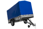Autoanhänger mit Aluminiumseitenwänden 264x125 Unitrailer Garden 264 KIPP ALU mit H-1100 Rahmen und blauer Plane