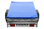 Einachsiger Anhänger auf Blattfedern mit Aluminiumseitenwänden 200x125 Unitrailer Garden 201/R KIPP ALU mit H-0-Rahmen und blauer Plane