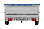 Einachsanhänger mit Aluminiumseitenwänden 264x150 Unitrailer Garden 265 KIPP ALU mit BIS-Seitenwänden, H-0-Rahmen und blauer Plane