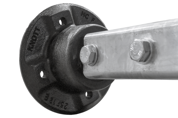 KNOTT VR7 ungebremste Starrachse mit Federung für Anhänger 750 kg 1480 mm 1820 mm 4x100