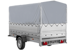 Leichtanhänger auf Federn 264x125 UNITRAILER GARDEN 264/R KIPP mit BIS-Seiten, H-800-Rahmen und grauer Plane