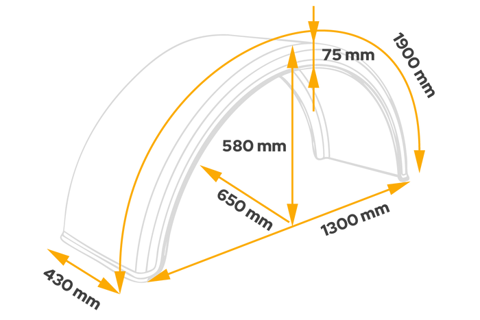 Kotflügel für Anhänger 19,5-22,5" DOMAR DK1675 Radlauf 1300/430mm