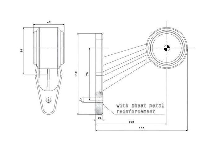 FRISTOM FT-009C LED Begrenzungsleuchte universal auf Gummiarm