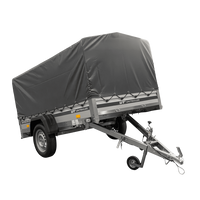 Einachsanhänger mit Aluminiumseitenwänden 230x125 Unitrailer Garden 230 KIPP ALU mit H-800 Rahmen und grauer Plane