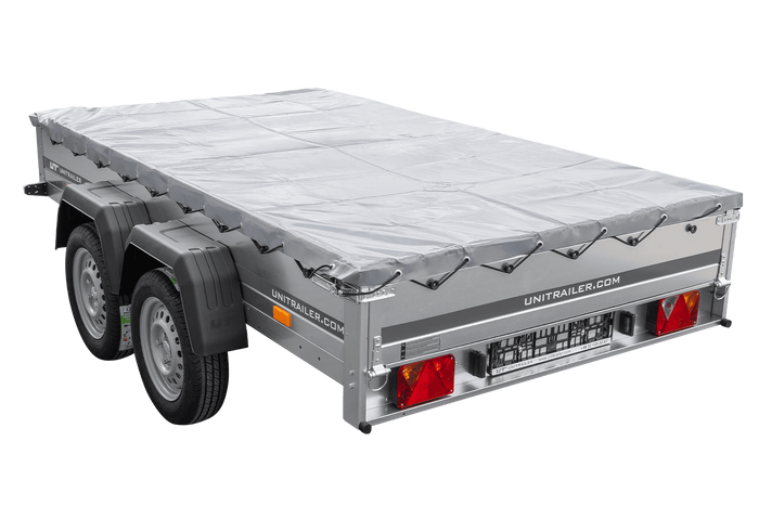 Autotransportanhänger 264x150 UNITRAILER GARDEN 265/2 KIPP mit H-0-Rahmen und grauer Plane