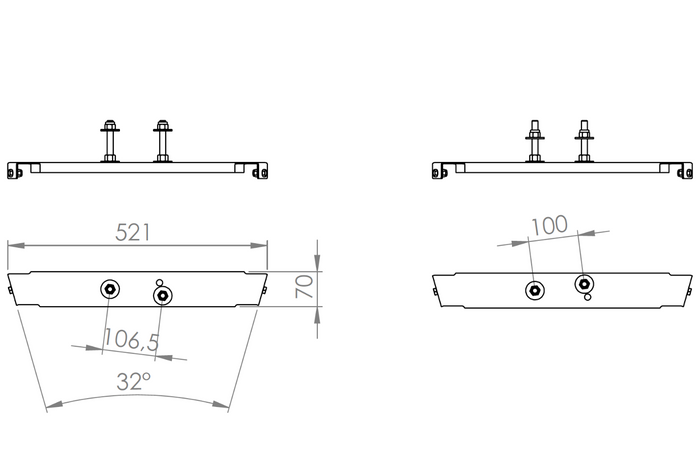 Halterung zur Montage eines Reserverads an der Deichsel eines UNITRAILER-Anhängers