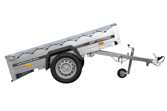 PKW-Anhänger auf Federn 200x125 UNITRAILER GARDEN 201/R KIPP mit H-0 Rahmen und grauer Plane