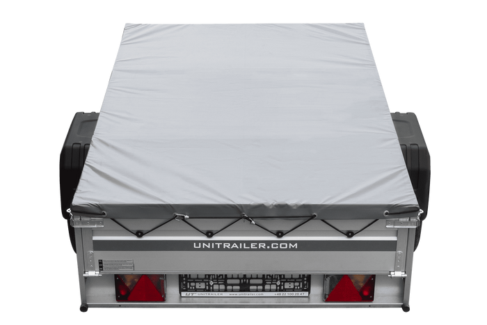 Einachsanhänger mit Aluminiumseitenwänden 200x125 Unitrailer Garden 201 KIPP ALU mit H-0-Rahmen und grauer Plane