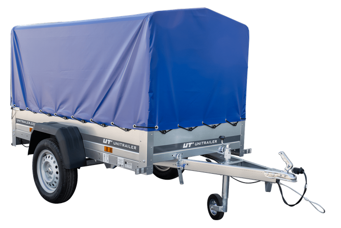 Einachsanhänger 200x106 UNITRAILER GARDEN 200 KIPP mit H-800 Rahmen und blauer Plane