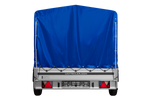 Autoanhänger mit Aluminiumseitenwänden 264x150 Unitrailer Garden 265 KIPP ALU mit H-1100 Rahmen und blauer Plane