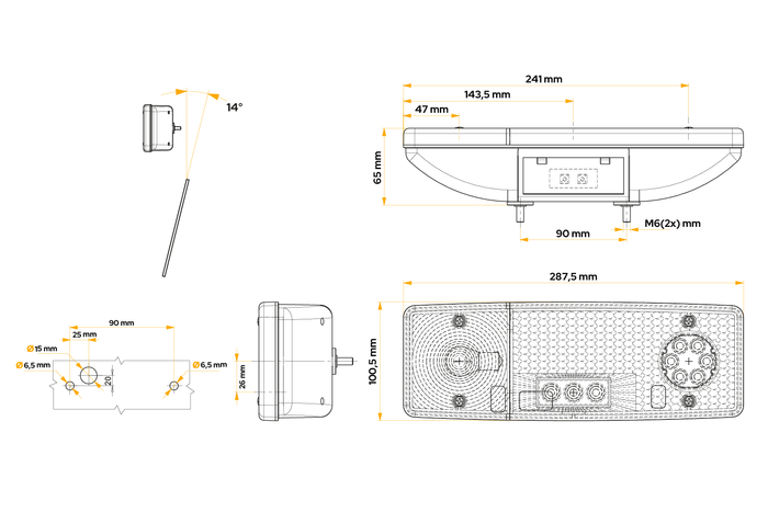 WAŚ WE549L Rückleuchte , 4 Funktionen, links