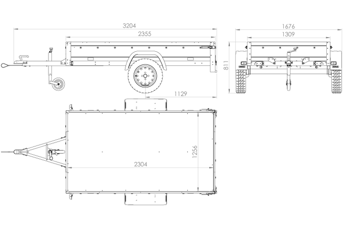 PKW-Anhänger 230x125 UNITRAILER GARDEN 230 FD mit BIS-Seiten, H-800-Gestell und grauer Plane