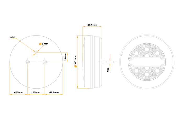 FRISTOM FT-113 LED-Rückleuchte, 3 funktionen, universal