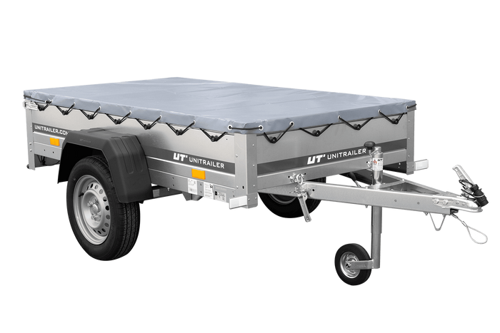 Anhänger für Auto Garden Trailer 200 KIPP 200x106 cm 750 kg [mit Flachplane und Stützrad]