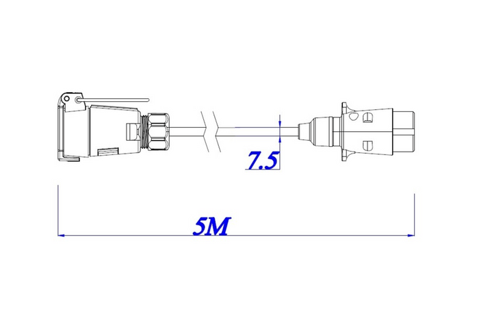 KAMAR E1223 Elektrokabel 5 m 12 V Stecker/Buchse 7-polig