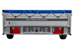 Autotransportanhänger mit Aluminiumseitenwänden 264x125 Unitrailer Garden 264 KIPP ALU mit H-0-Rahmen und blauer Plane