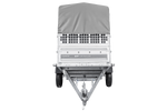 Einachsanhänger 230x125 UNITRAILER FORCE 230 KIPP mit Gitterseitenwänden, H-800 Rahmen und grauer Plane
