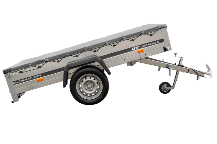 Anhänger Kipper Garden Trailer 230 KIPP [230 cm x 125 cm] mit Flachplane und Stützrad 750 kg