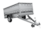Leichter Anhänger 264x125 UNITRAILER FORCE 264 KIPP mit BIS-Seitenwänden, H-0-Rahmen und grauer Plane