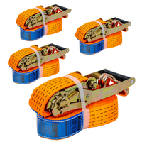 Satz aus vier orangefarbenen UNITRAILER 6m/50mm/5t Transportgurten mit Spannvorrichtung