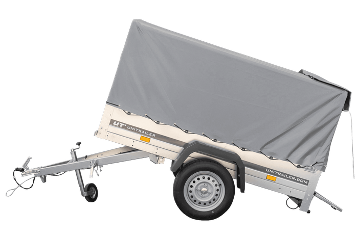 Autotransportanhänger 200x106 UNITRAILER GARDEN 200 KIPP mit H-800 Rahmen und grauer Plane