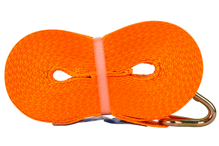 Satz aus vier UNITRAILER 12m/35mm/2t orangefarbenen Transportgurten mit Spannvorrichtung