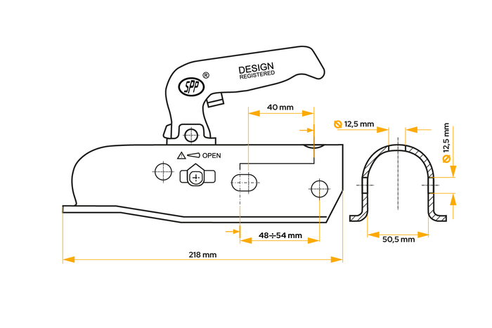 STEELPRESS BC-3000.1D-00-00 Kugelkopfkupplung für 3000kg Anhänger mit 50mm Rohrdeichsel