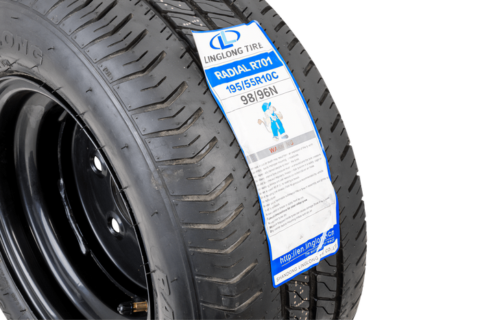 OUTLET Verstärktes Rad für Anhänger LINGLONG REIFEN 195/55 R10C 98/96N UNITRAILER FELGE schwarz 6Jx10" 5x112 ET:-4