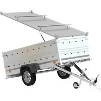 Einachsiger Anhänger auf Blattfedern 264x125 UNITRAILER GARDEN 264/R KIPP mit BIS-Seitenwänden und Aluminiumabdeckung