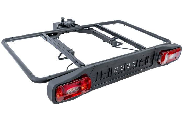 Plattform mit Anhängerkupplungsbox + Adapter für den Transport von 3 Fahrrädern Inter Pack Re-Cargo