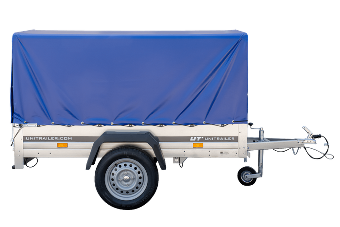 Einachsanhänger 200x106 UNITRAILER GARDEN 200 KIPP mit H-800 Rahmen und blauer Plane