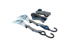 Set aus zwei HILLS 3 m/25 mm/1 t Transportgurten mit Spannvorrichtung und zwei 0,45 m Gurten zur Sicherung des Motorrads