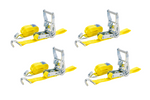 Satz mit vier UNITRAILER-Transportgurten mit Spannvorrichtung, 4 m/25 mm/1 t, gelb