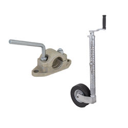 Stützrad mit Klemme, Gusseisenklemme KNOTT TK48+B48C6, Wellrohr, 300 kg, 48 mm, 700–940 mm