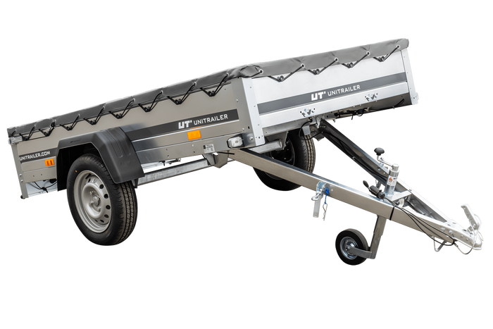Anhänger Kipper Garden Trailer 230 KIPP [230 cm x 125 cm] mit Flachplane und Stützrad 750 kg