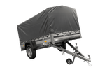 Einachsanhänger mit Aluminiumseitenwänden 230x125 Unitrailer Garden 230 KIPP ALU mit H-800 Rahmen und grauer Plane