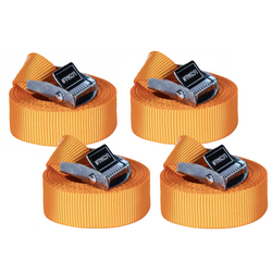 Satz aus vier KAMAR 3 m/25 mm/2,5 t einteiligen Gurten mit Spannvorrichtung